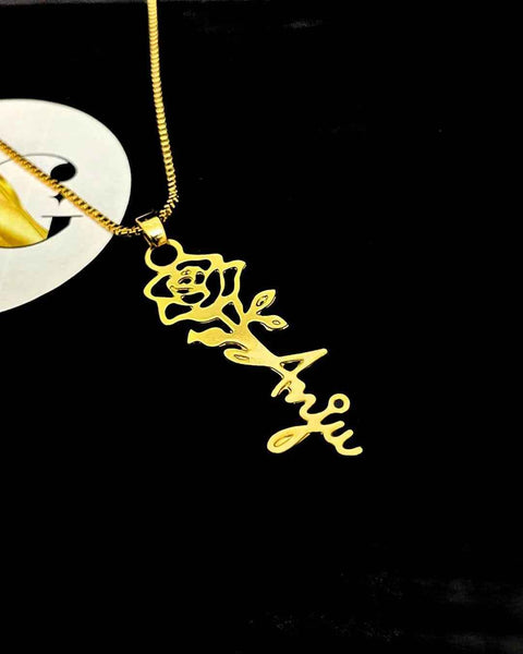 Personalized Floral Name Pendant 🌸✨ 1-Year Anti-Tarnish