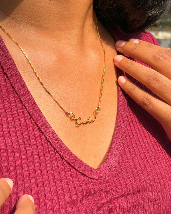 Personalized Golden Name Necklace | 1 Year Anti Tarnish Warranty ⛊