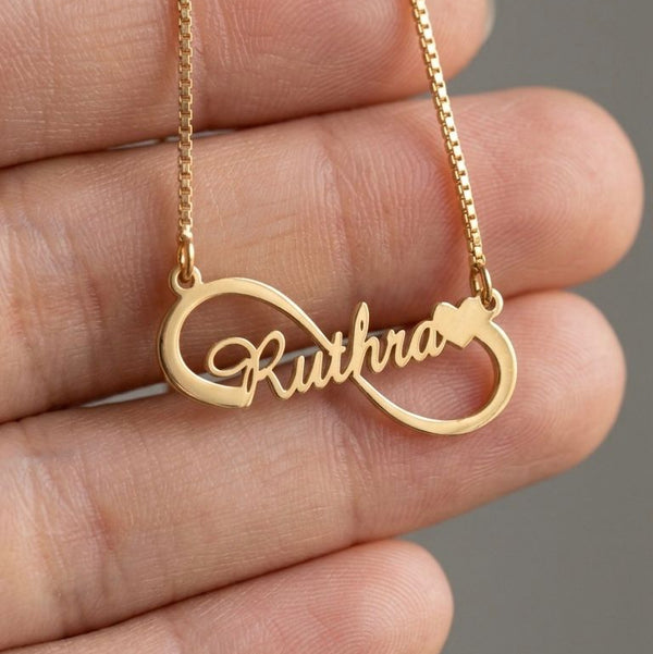 Gold Plated Infinity Name Necklace - Custom Single Name Design