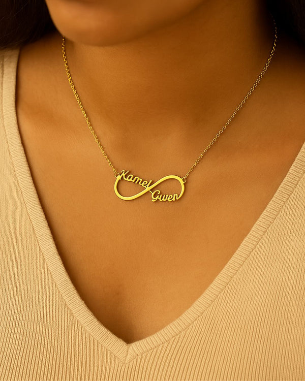 Gold Plated Infinity Design Couple Name Necklace - Enchain Gifts