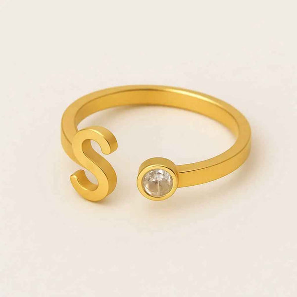 Personalized Gold Initial Ring with 1 Year Anti Tarnish Warranty - Enchain Gifts