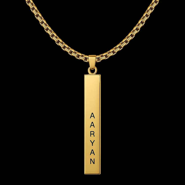 Vertical Bar Necklace - Custom Name Pendant in Elegant Design - Enchain Gifts